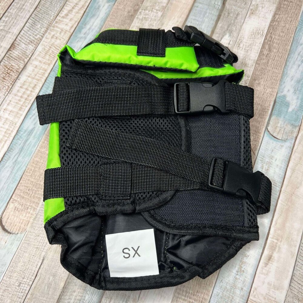 New XS Dog Life Jacket Neon Green Reflective W/ Handle - Picture 4 of 4